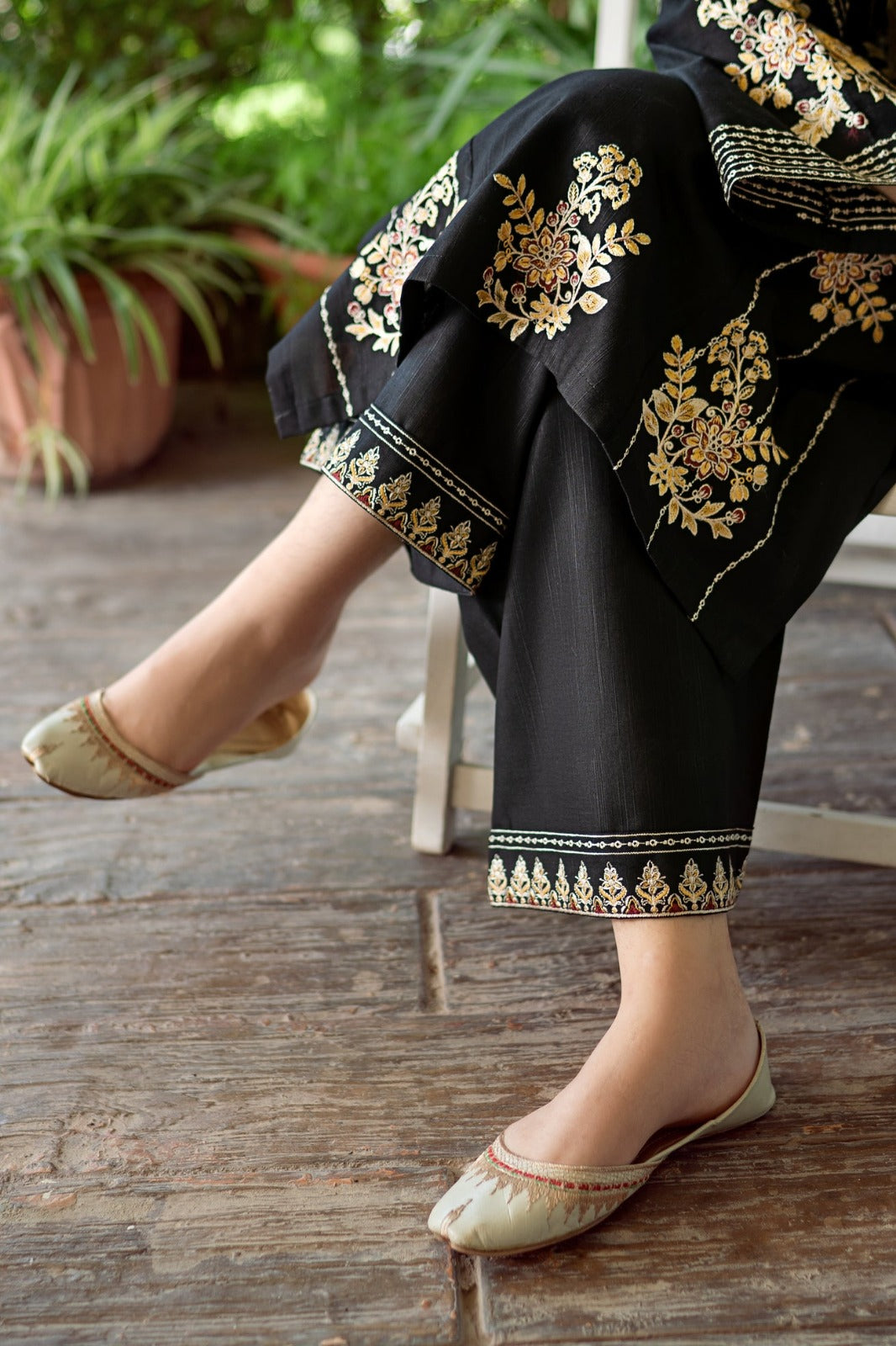 URGE-2PC DHANAK EMBROIDERED SHIRT WITH DHANAK EMBROIDRED TROUSER-DPC-136