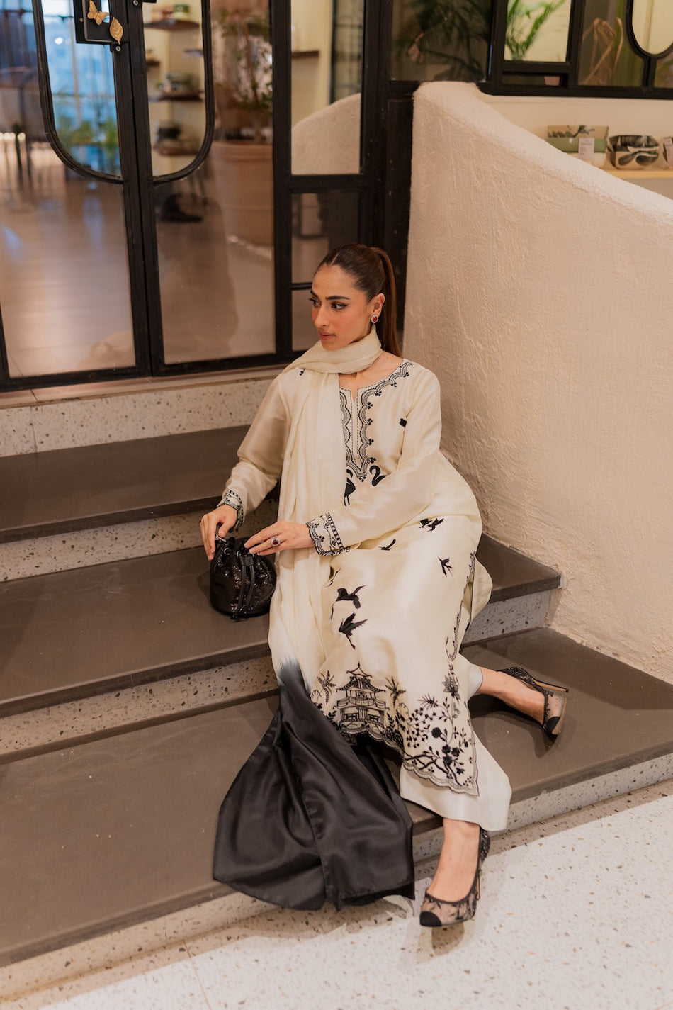 MIRANA-3PC DHANAK EMBROIDERED SHIRT WITH BAMBER TYE&DYE CHIFFON DUPATTA AND TROUSER-DPC-4249