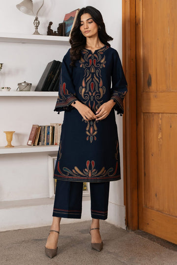 URGE-2PC DHANAK EMBROIDERED SHIRT WITH DHANAK EMBROIDRED TROUSER-DPC-199
